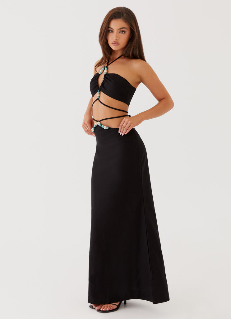 Neveah Beaded Halter Top - Black