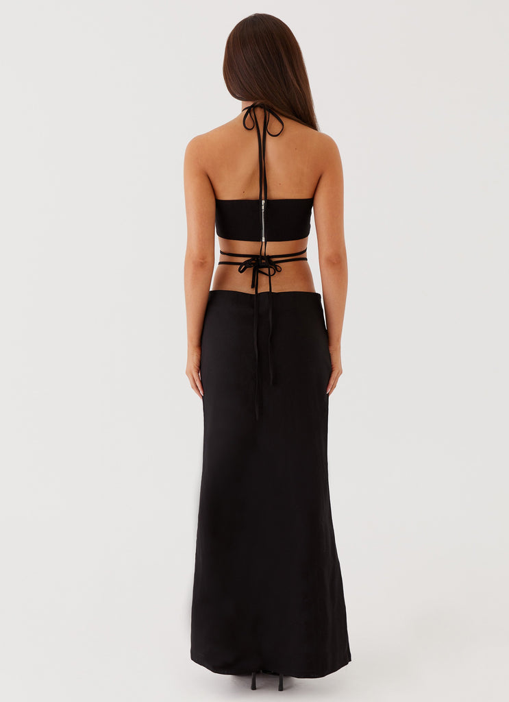 Neveah Beaded Halter Top - Black