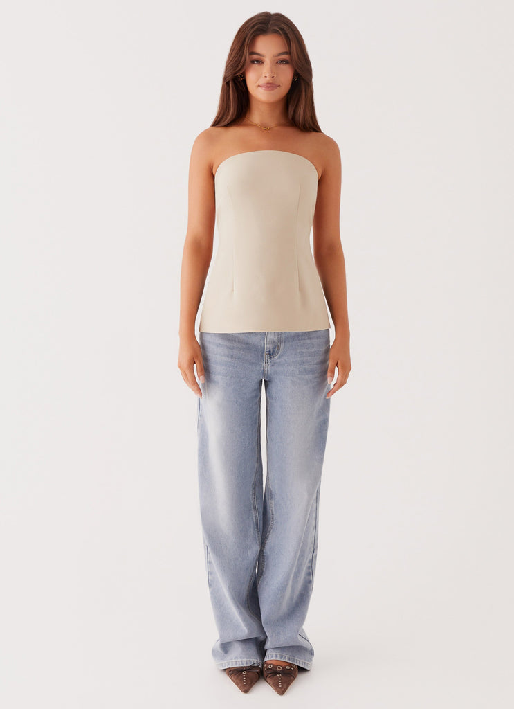 Womens Willow Rivers Strapless Top in the colour Beige in front of a light grey background