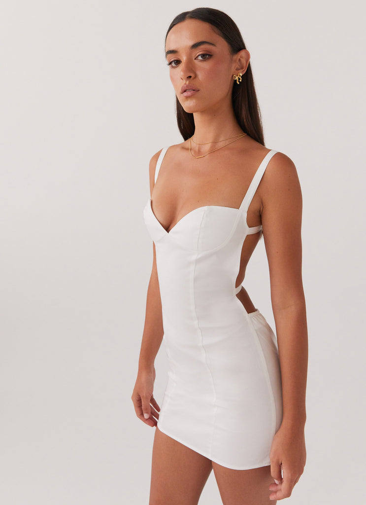Naomi Backless Mini Dress - White Peppermayo Naomi Backless Mini Dress - White Peppermayo