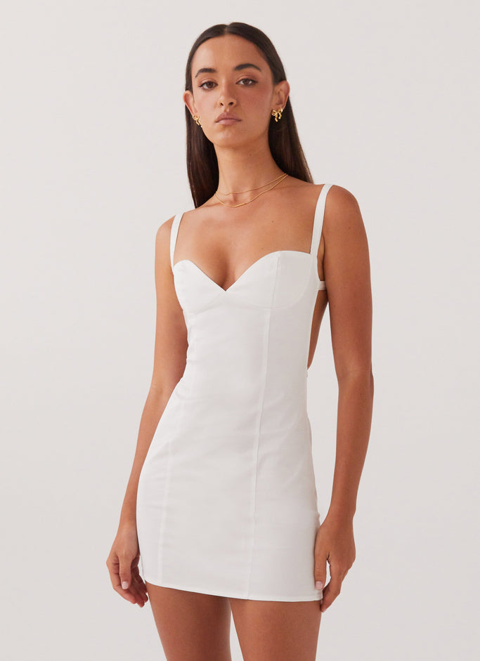 Naomi Backless Mini Dress - White