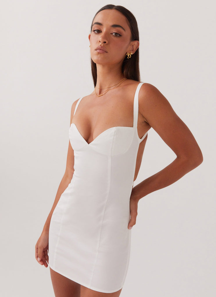 Naomi Backless Mini Dress - White Peppermayo Naomi Backless Mini Dress - White Peppermayo