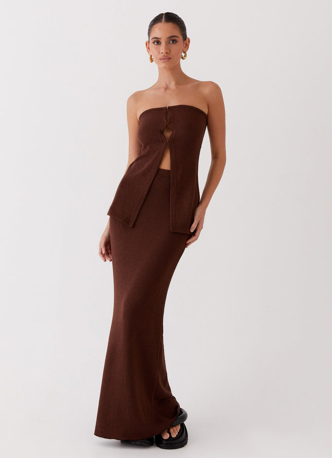 Delicate Lady Knit Maxi Skirt - Chocolate