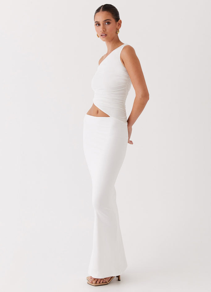 Seranella One Shoulder Maxi Dress - White