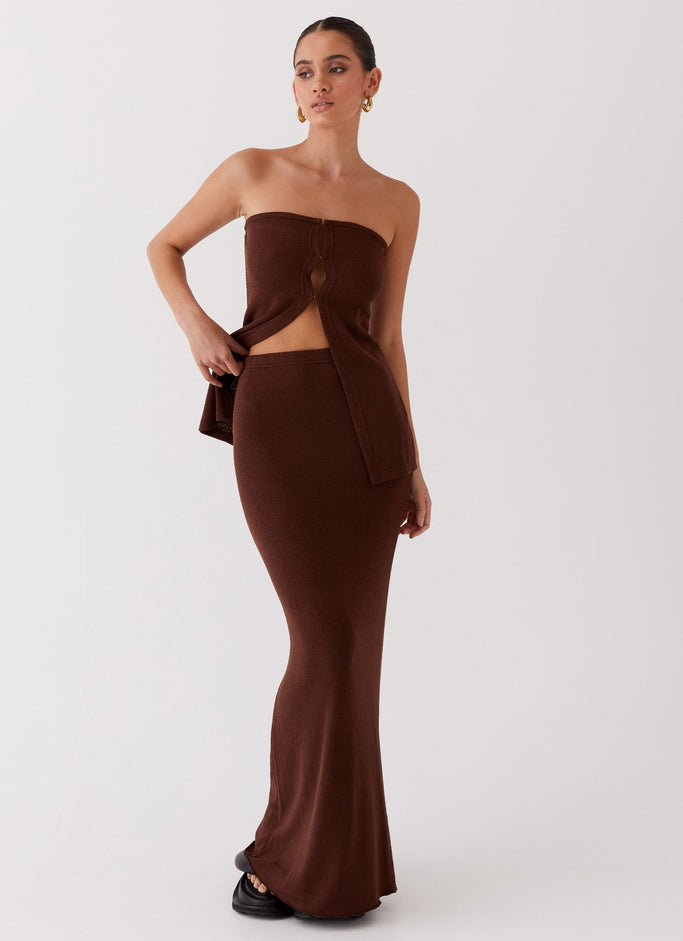 Delicate Lady Knit Maxi Skirt - Chocolate