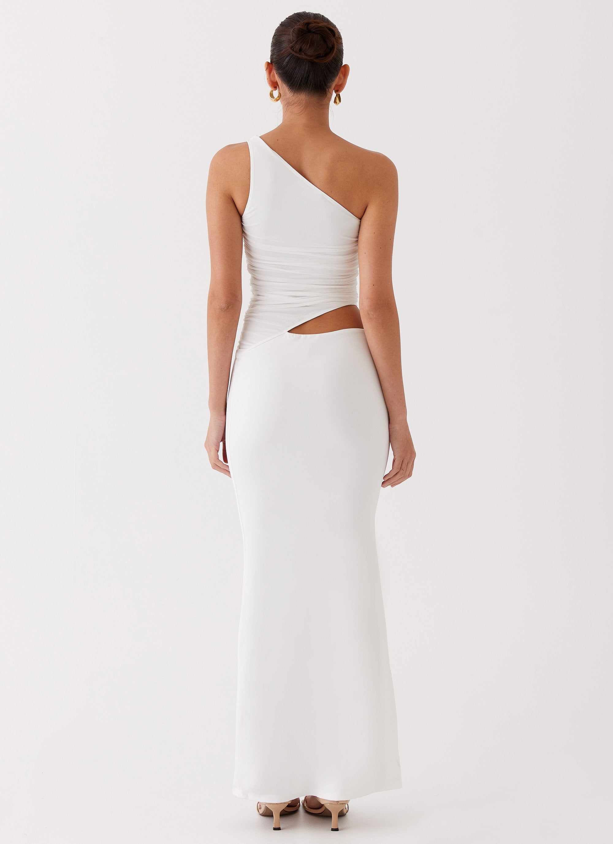 Seranella One Shoulder Maxi Dress White – Peppermayo