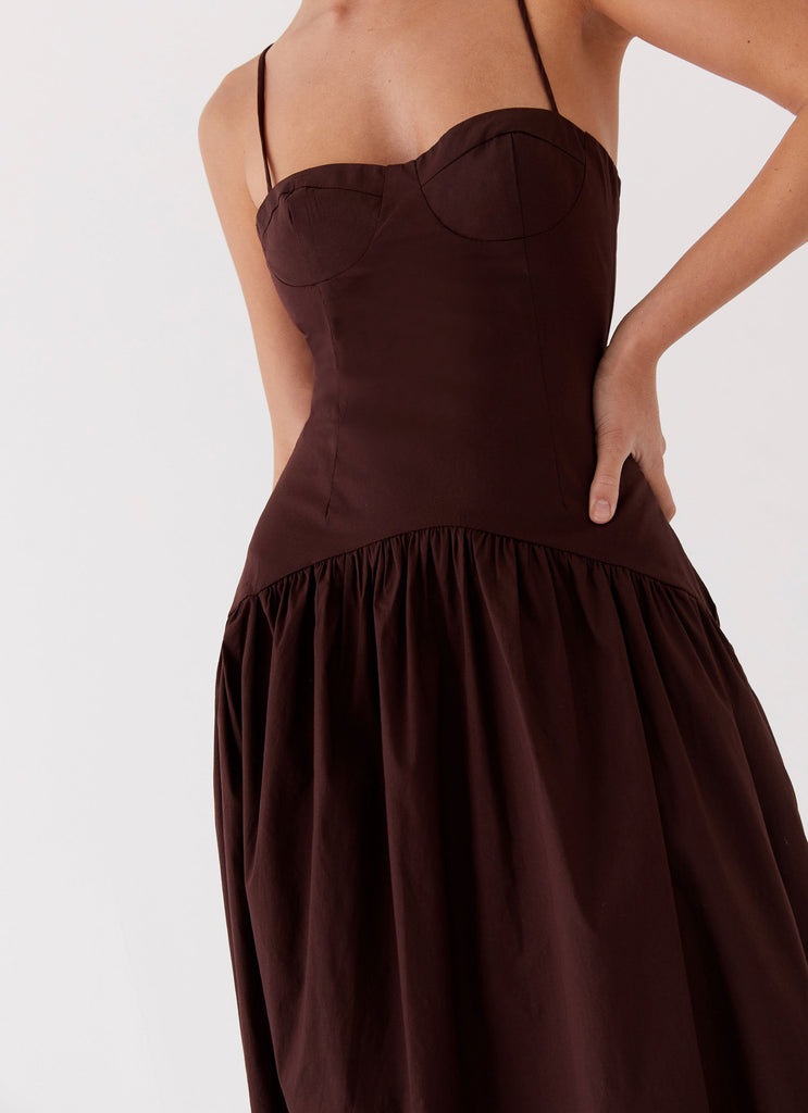 Yvette Corset Midi Dress - Chocolate