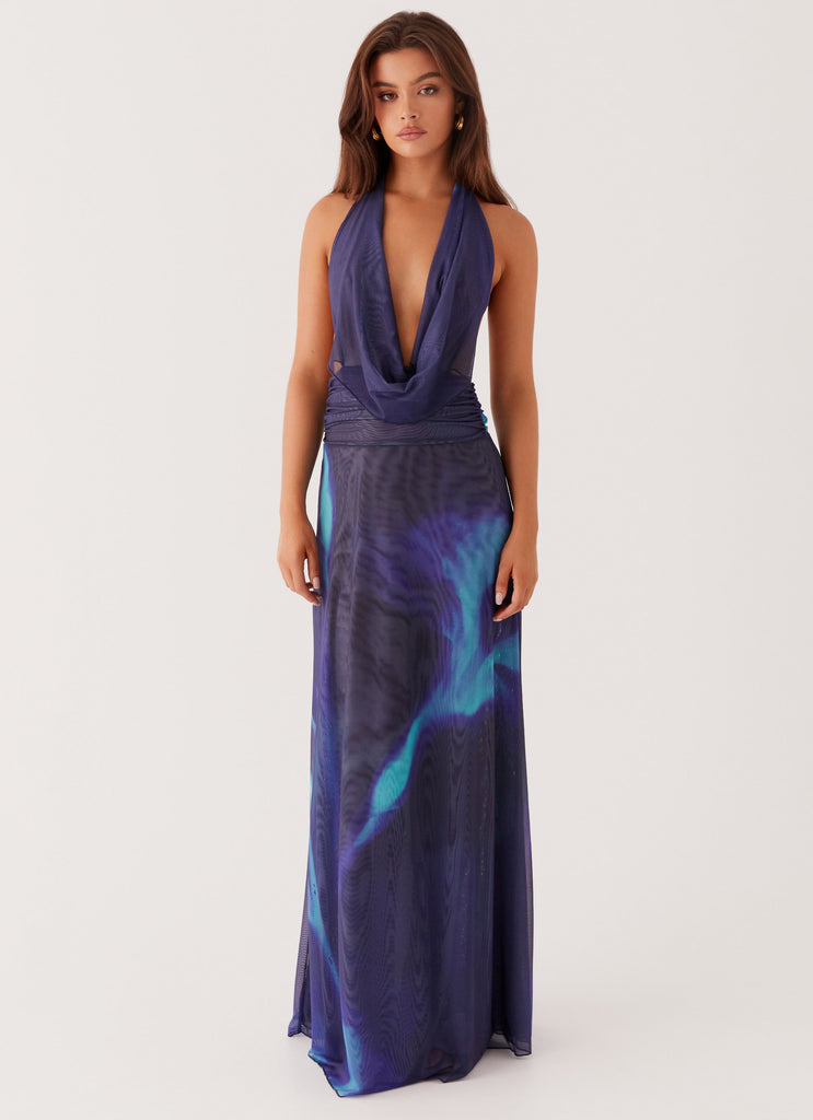 Elysia Chiffon Maxi Dress - Cyber Rose