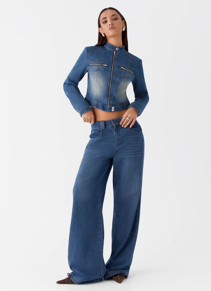 Ride Elegant Baggy Jeans - Vintage Blue Wash