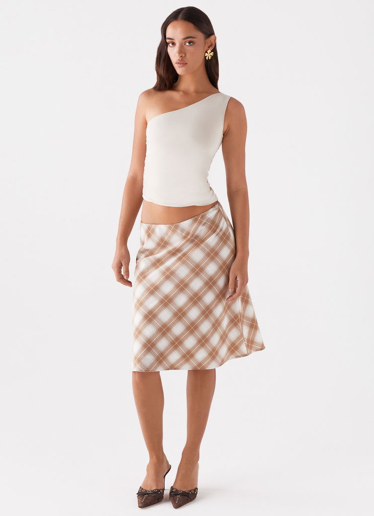 Plaid midi skirt brown hotsell