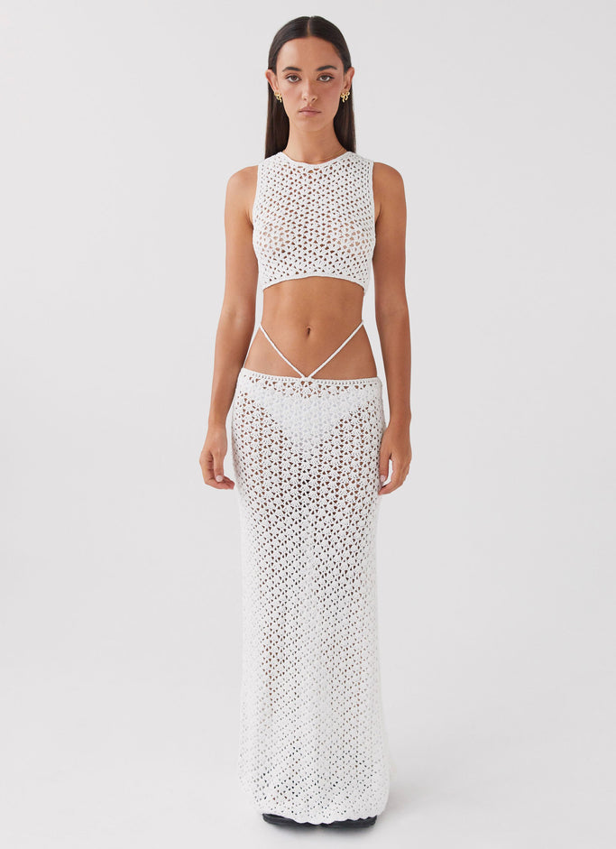 Mabel Bay Crochet Maxi Skirt - White