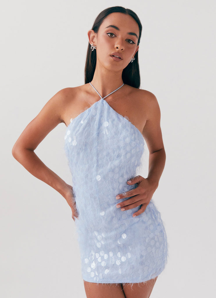 Glitz And Glamour Halterneck Mini Dress - Lavender Mist