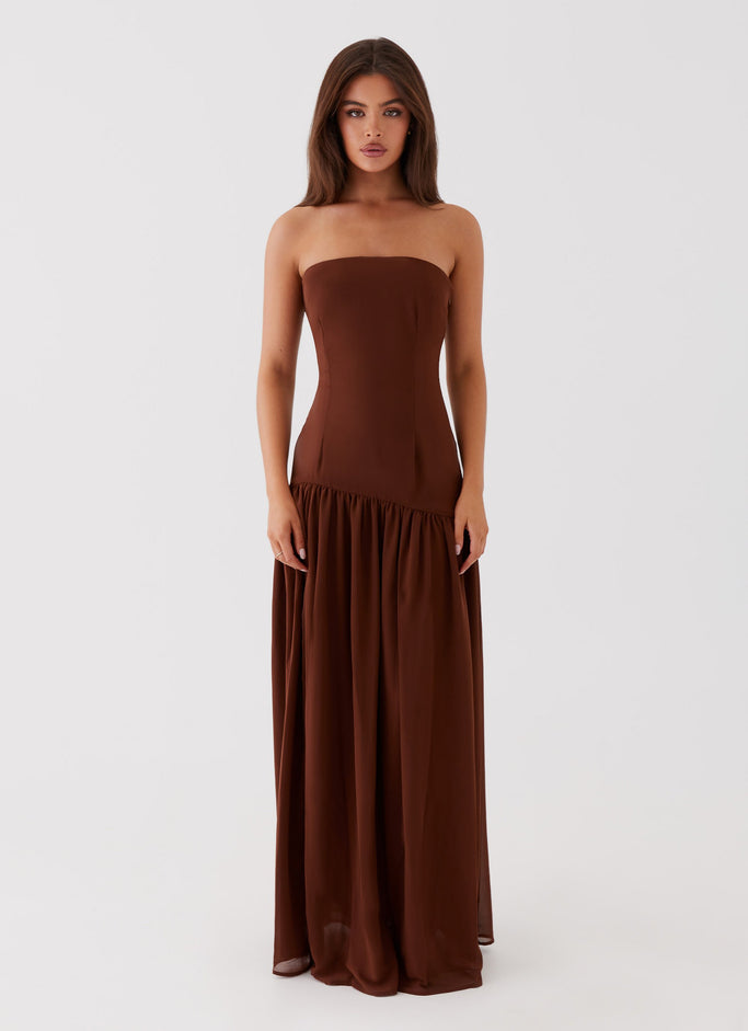 Eden Strapless Maxi Dress - Brown
