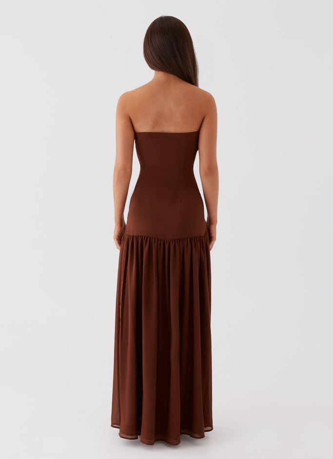 Eden Strapless Maxi Dress - Brown