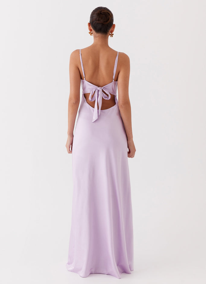 Flora Satin Maxi Dress - Lilac