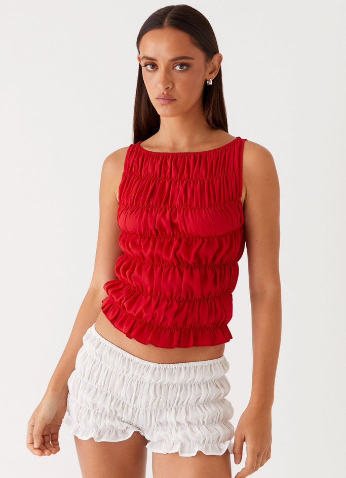 Messina Ruched Tank Top - Red