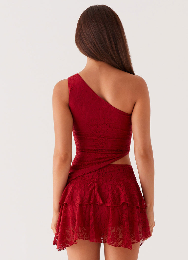 Party All Night One Shoulder Top - Maroon