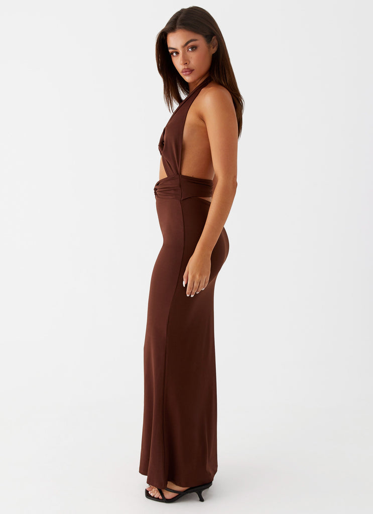 Carolina Twist Maxi Dress - Chocolate