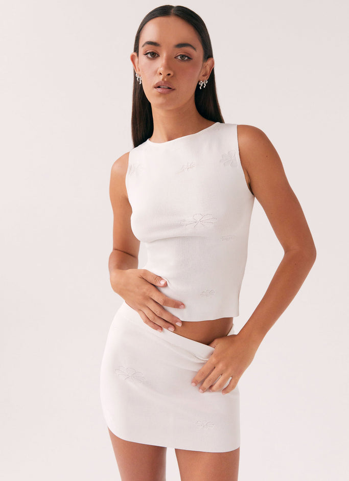 Holly Knit Mini Skirt - White