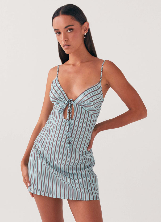 Flora Linen Mini Dress - Coastal Stripe