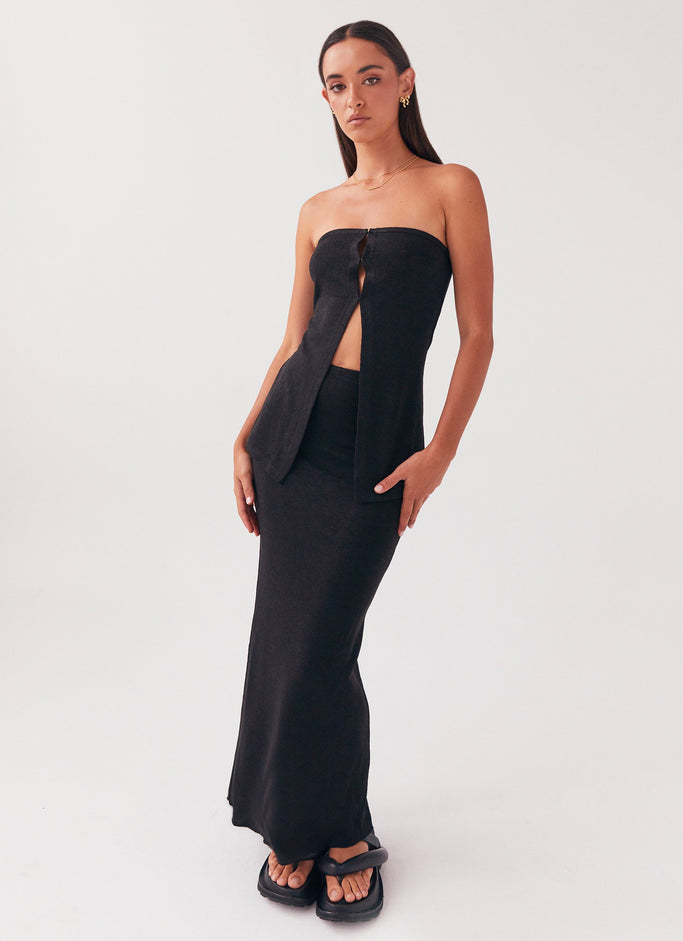 Delicate Lady Knit Maxi Skirt - Black