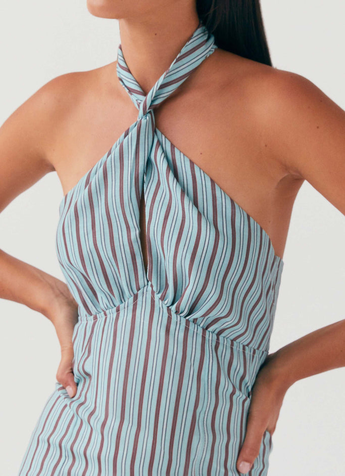 Sabine Linen Mini Dress - Coastal Stripe