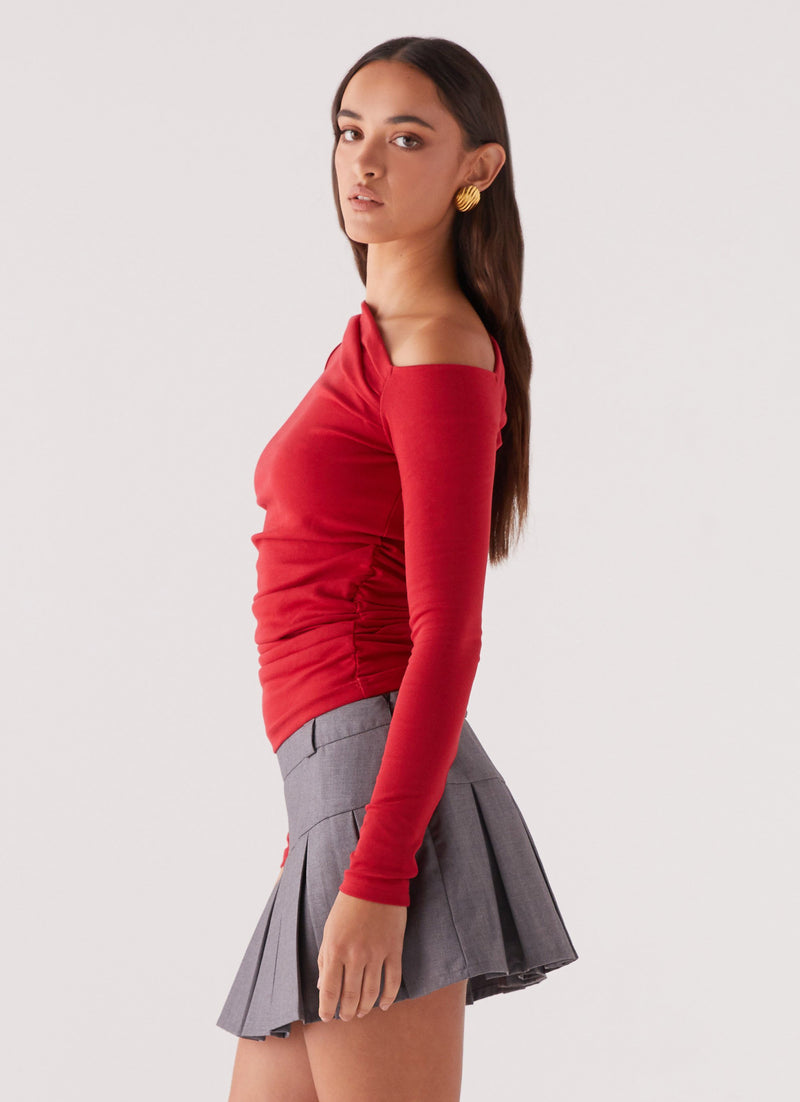 Womens Danica Pleated Mini Skirt in the colour Charcoal in front of a light grey background