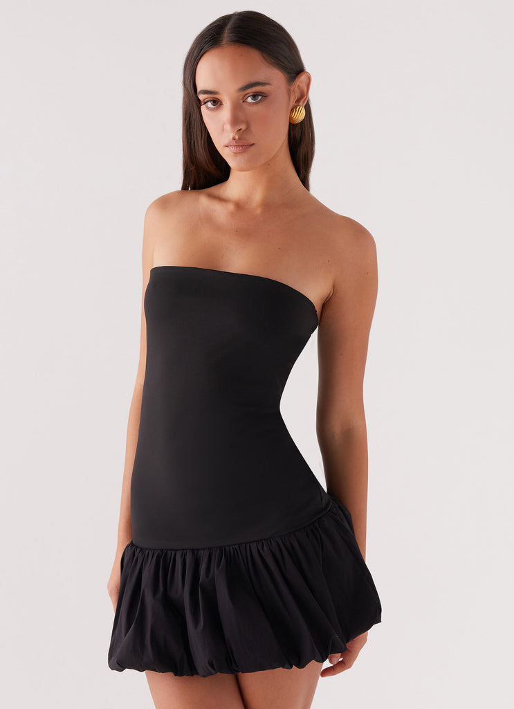 Womens Lovin On Me Mini Dress in the colour Black in front of a light grey background