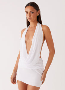 Elysia Chiffon Mini Dress - White
