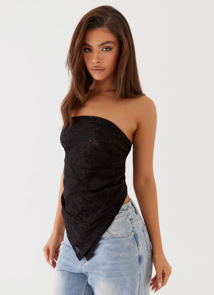 Midnight Lace Scarf Top - Black