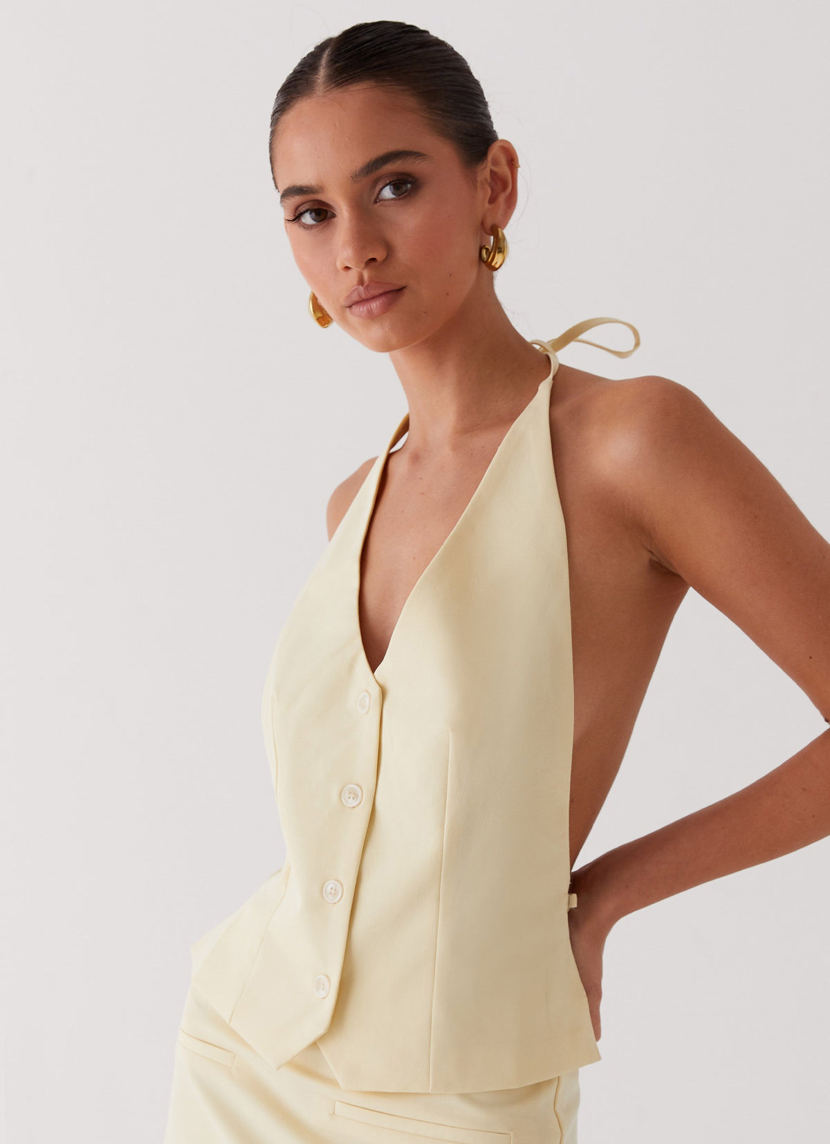 Sarah Halterneck Vest Top - Butter – Peppermayo
