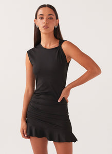 Katy Frill Mini Dress - Black