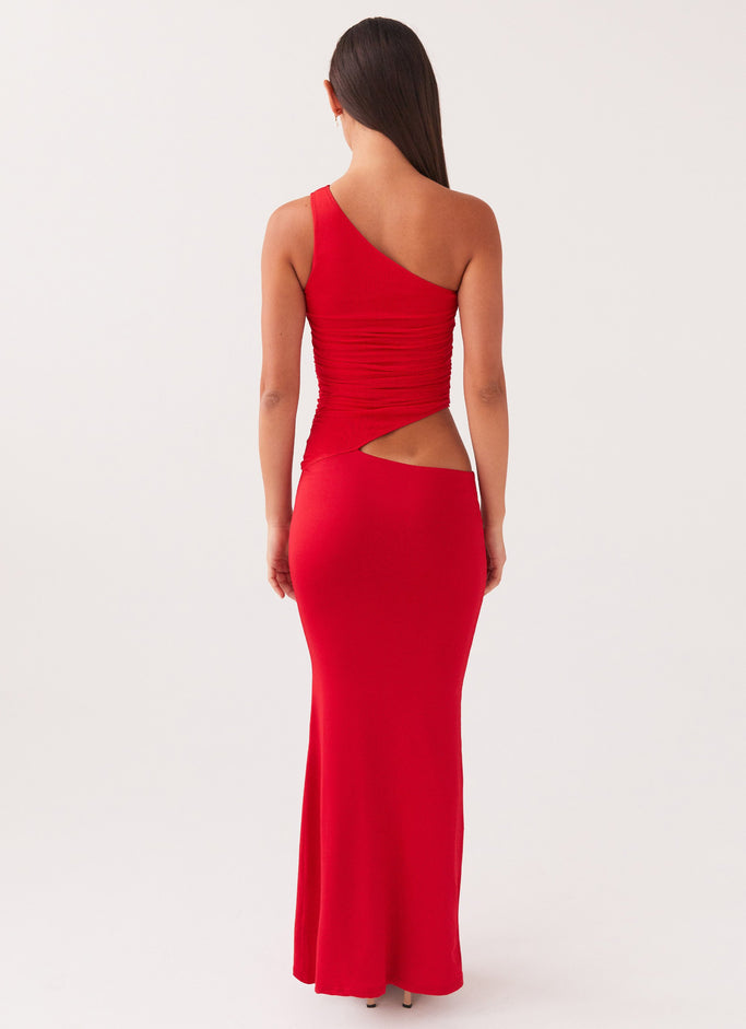 Seranella One Shoulder Maxi Dress - Cherry Red