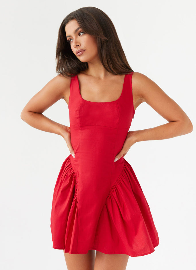 Sassy Soiree Corset Mini Dress - Red