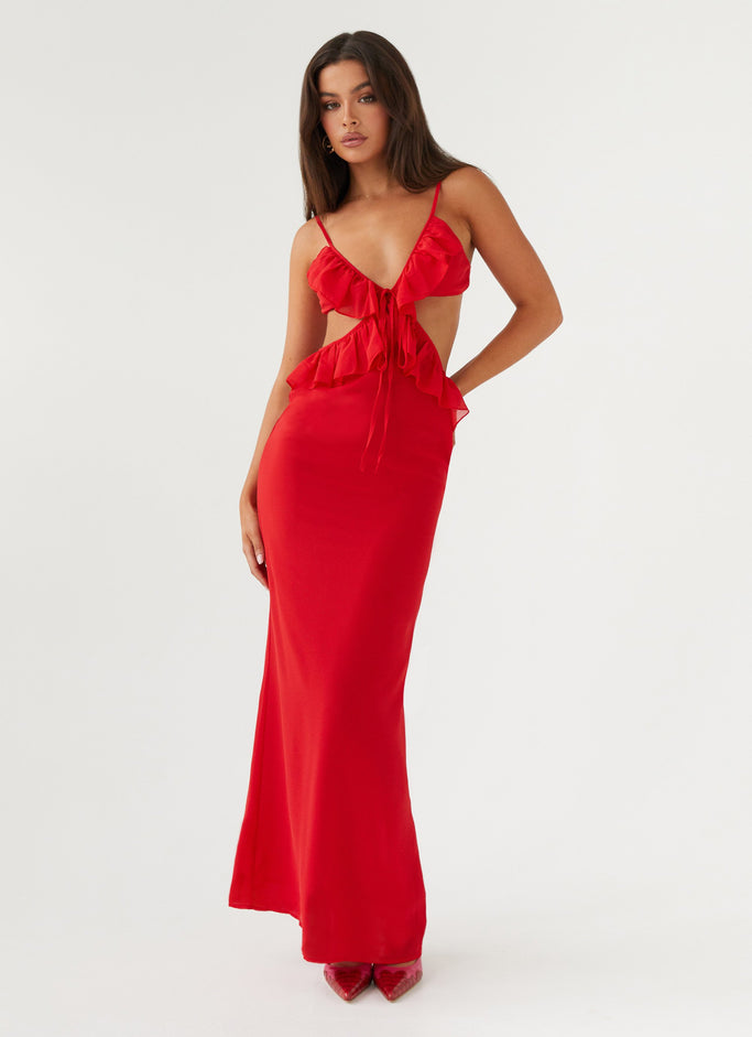 Shop Formal Dress - Peppermayo Exclusive Klara Cut Out Maxi Dress - Red featured image