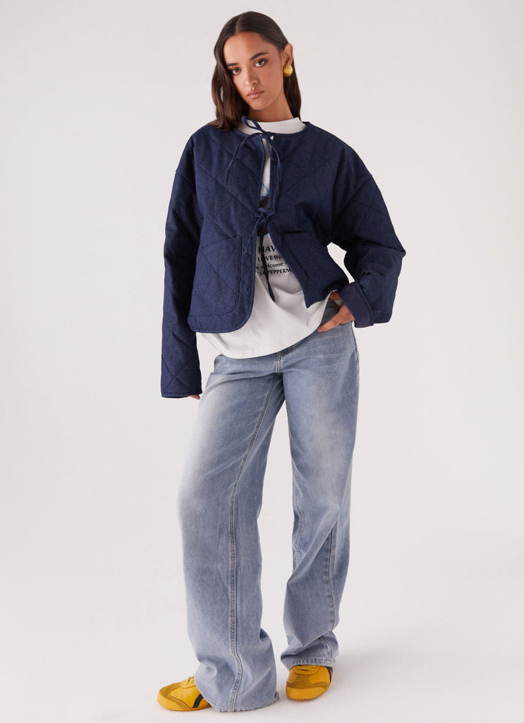 Faded Fall Quilted Jacket Vintage Blue Wash – Peppermayo