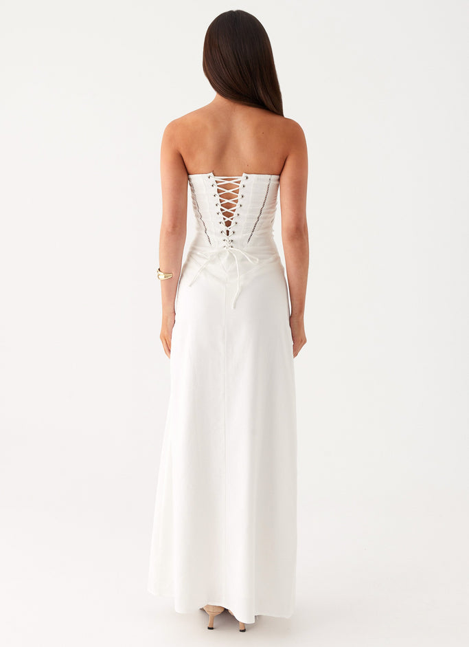 Cerisa Linen Maxi Dress - White