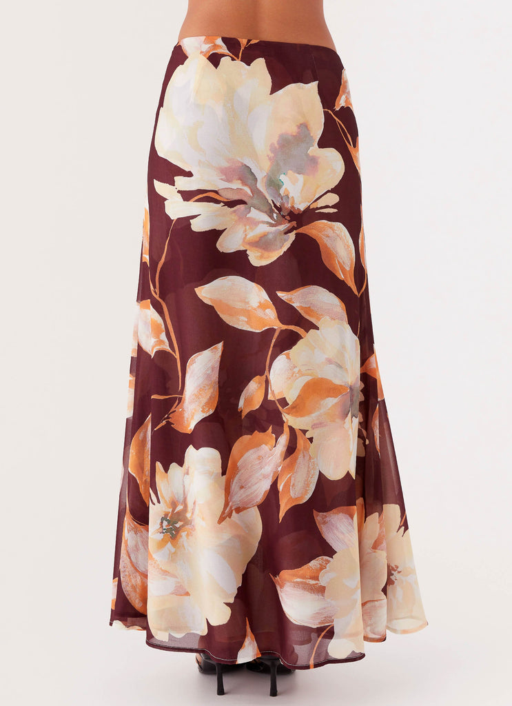 Camellia Maxi Skirt - Brown Floral