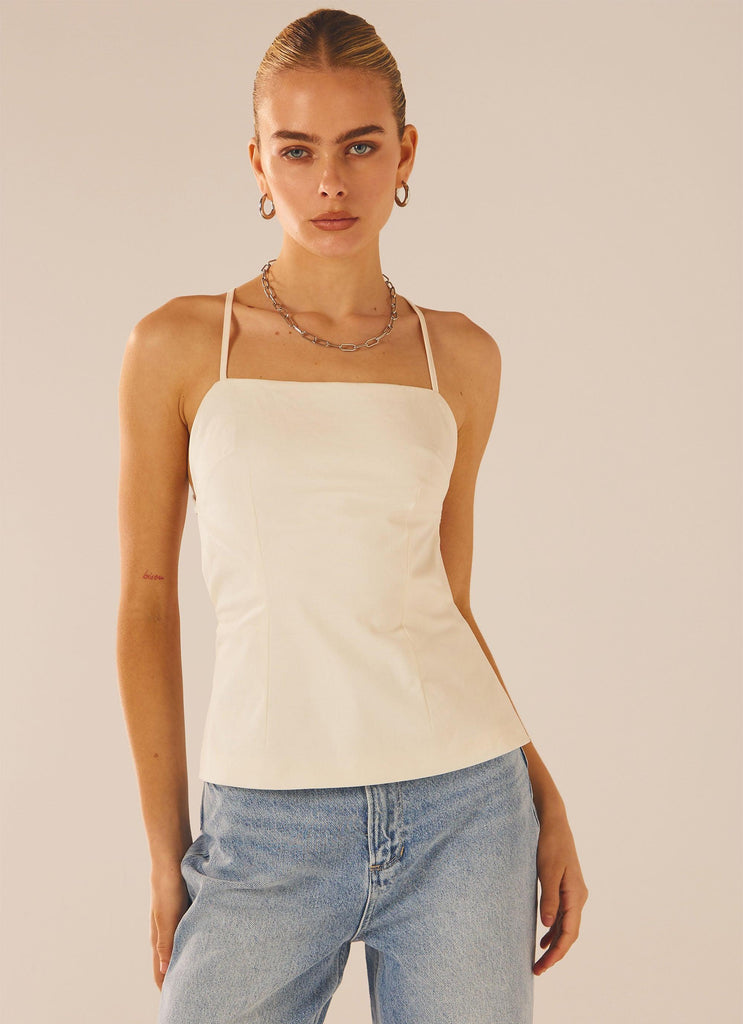Out Of Control Apron Top - White - Peppermayo