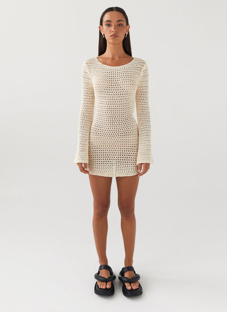 Down For The Ride Crochet Mini Dress - Ivory