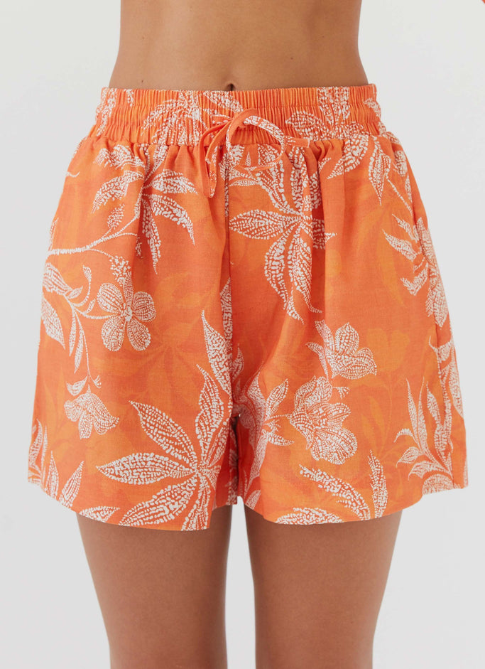 Sweet Relief Linen Shorts - Tropic Sunset