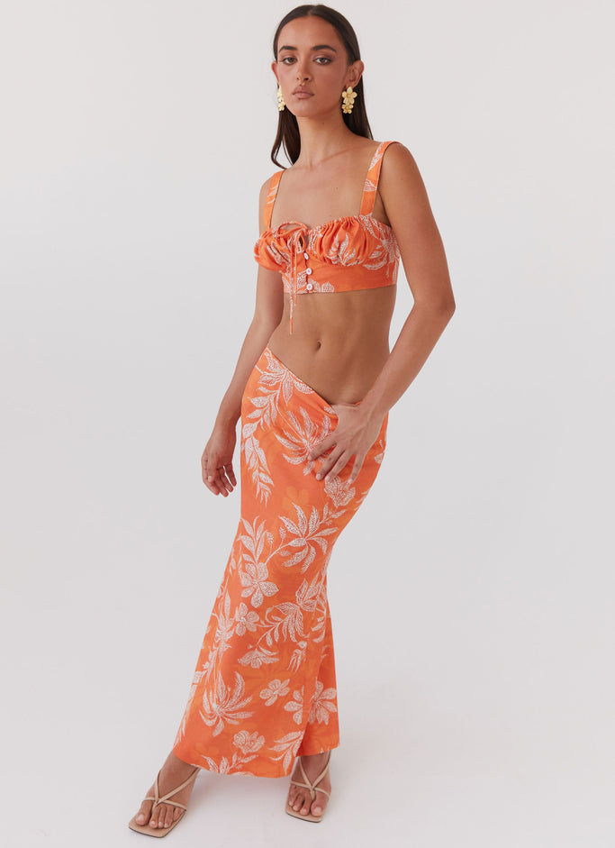 Love From Cabo Linen Top - Tropic Sunset