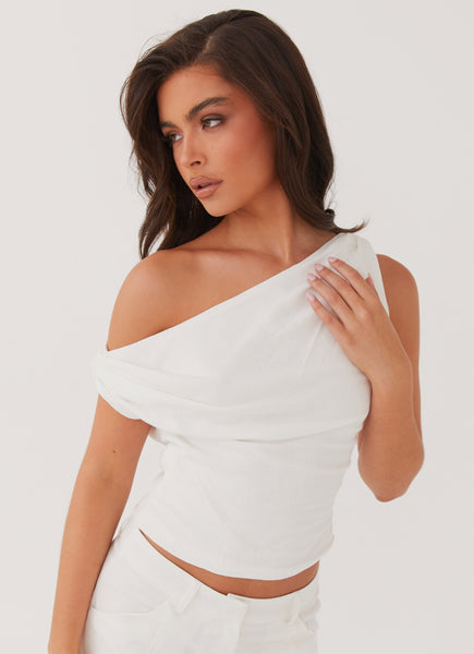 トップス pois one shoulder blouse (white) pois one shoulder blouse 【white】