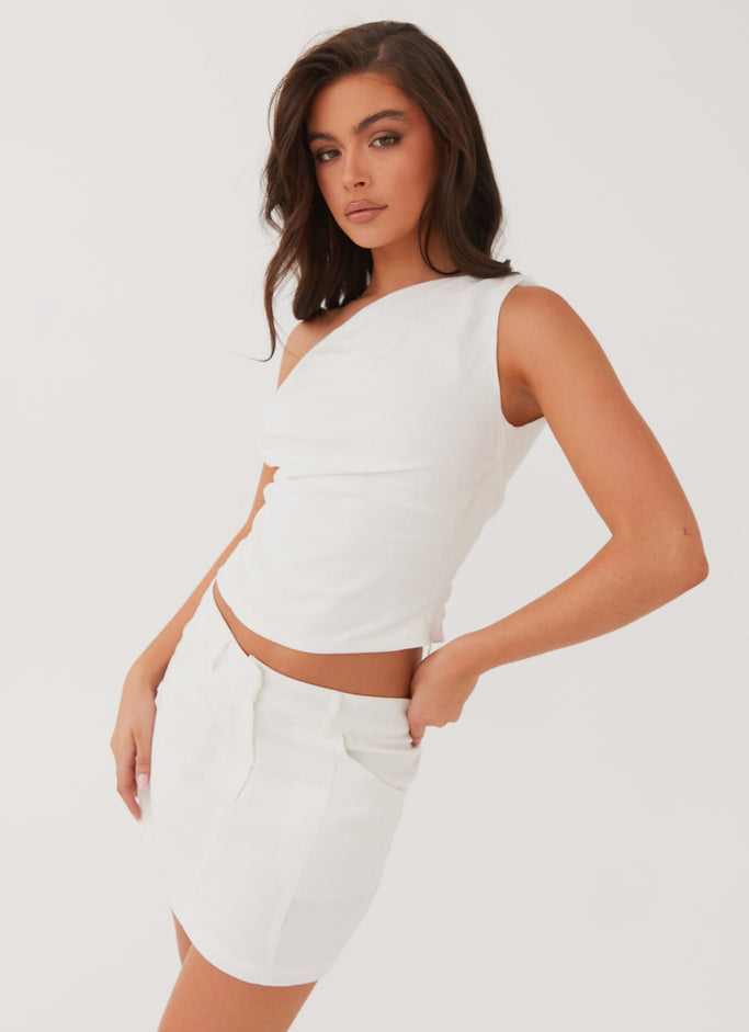 Marissa Linen Mini Skirt - White