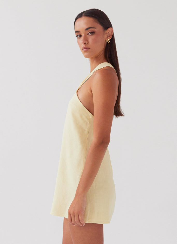 Keira Linen Mini Dress - Lemon