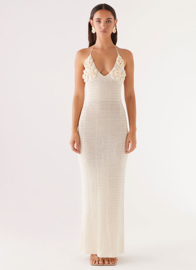 Zara Rose Crochet Maxi Dress - Ivory