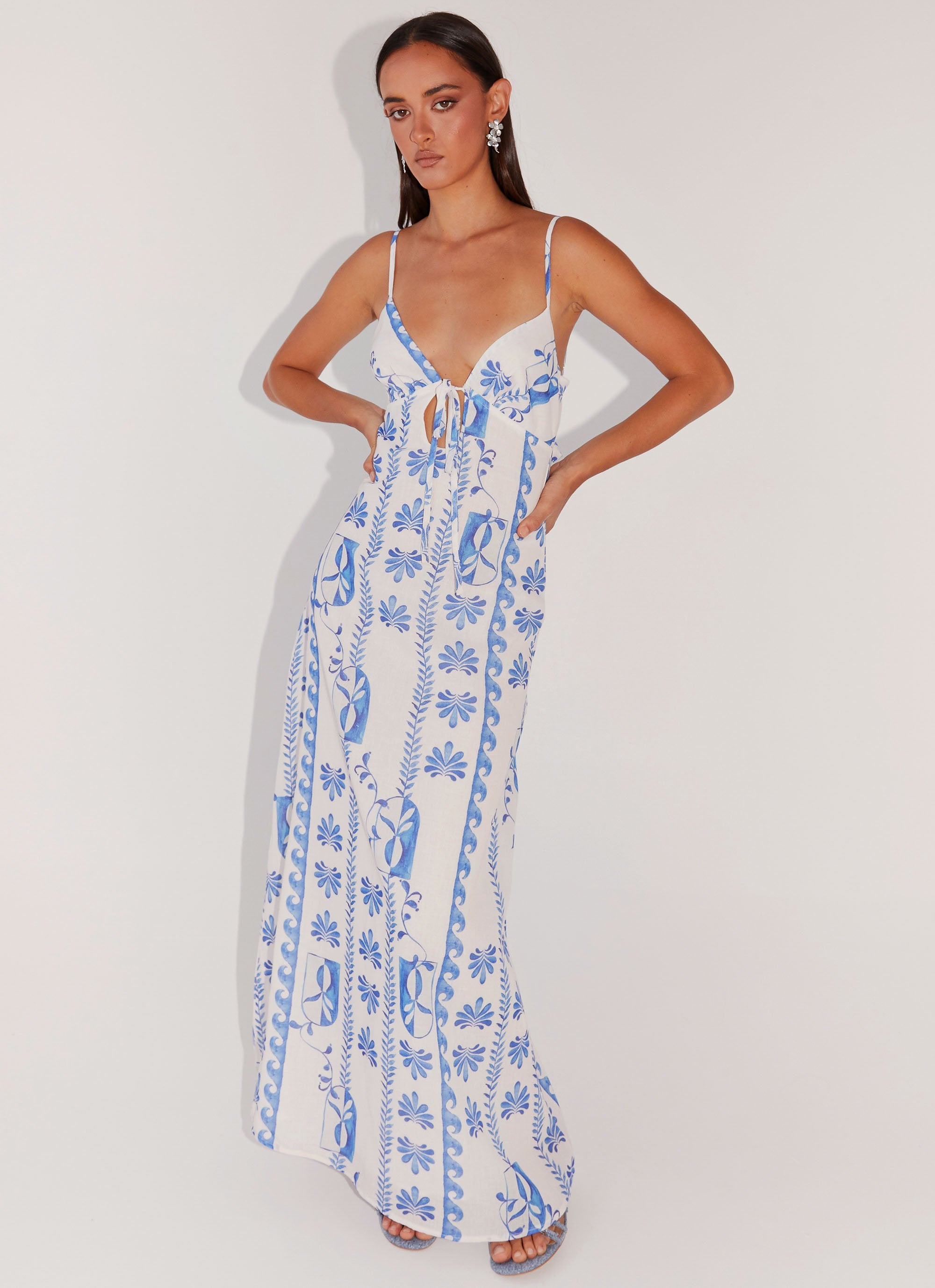 Flora Linen Maxi Dress - Floral Wave Peppermayo Flora Linen Maxi Dress - Floral Wave Peppermayo