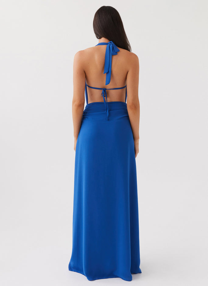 Elysia Chiffon Maxi Dress - Cobalt