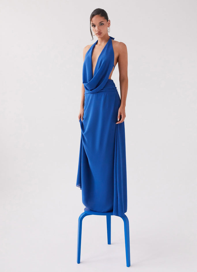 Elysia Chiffon Maxi Dress - Cobalt