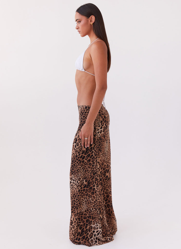 Womens Violetta Maxi Skirt in the colour Leopard in front of a light grey background